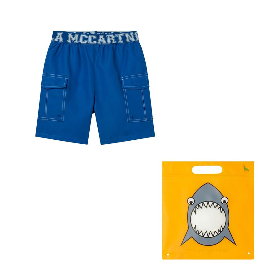 Swim Shorts with Logo Elastic - Blue - Posh New York