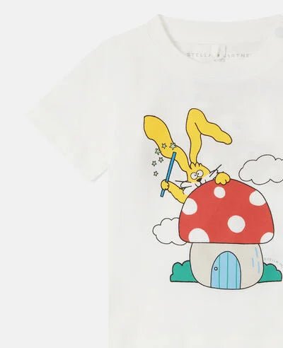 T-Shirt with Be Hoppy Bunny - White - Posh New York