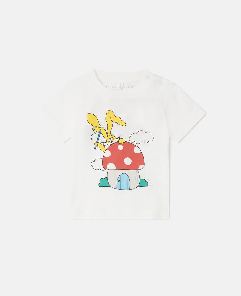 T-Shirt with Be Hoppy Bunny - White - Posh New York