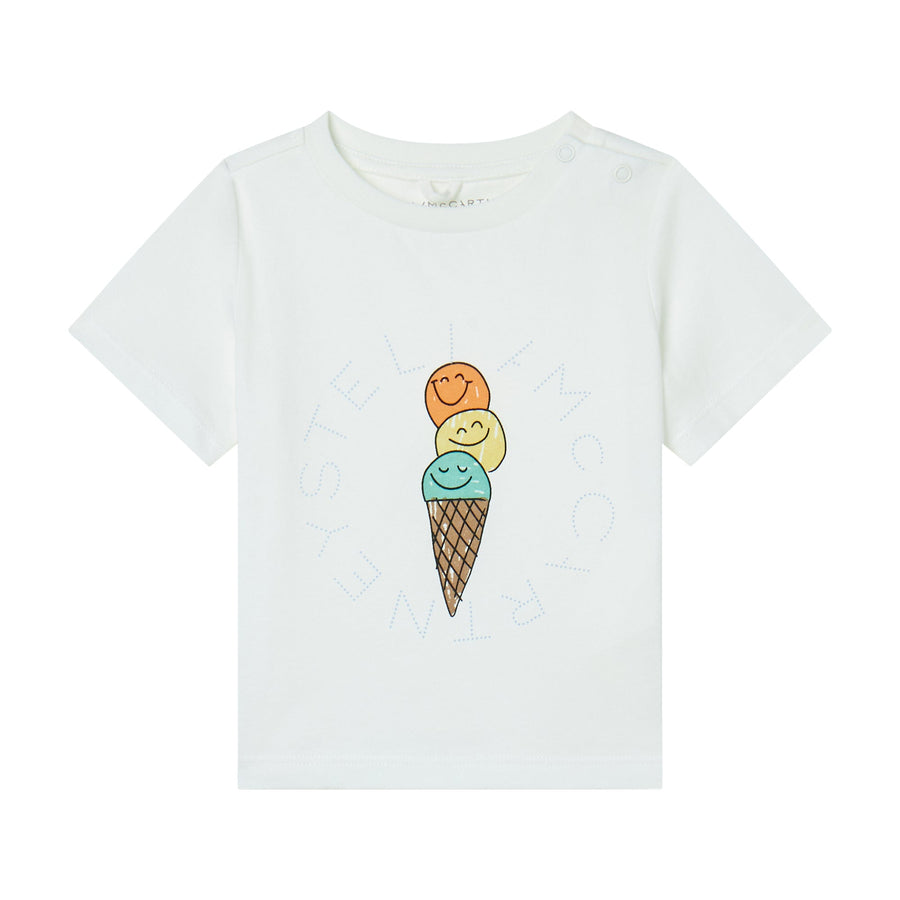 T-Shirt with Ice Cream Logo - White - Posh New York