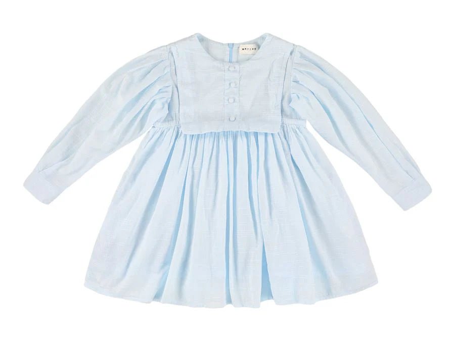 Tafetta Dress With Buttons - Delicate Bleu - Posh New York