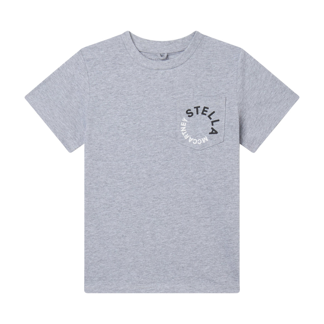 Tee with Circle Logo Print Pocket - Grey - Posh New York