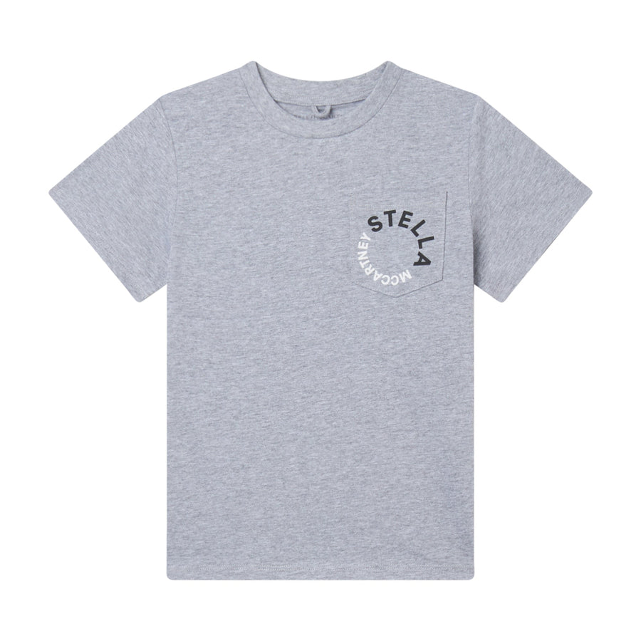 Tee with Circle Logo Print Pocket - Grey - Posh New York