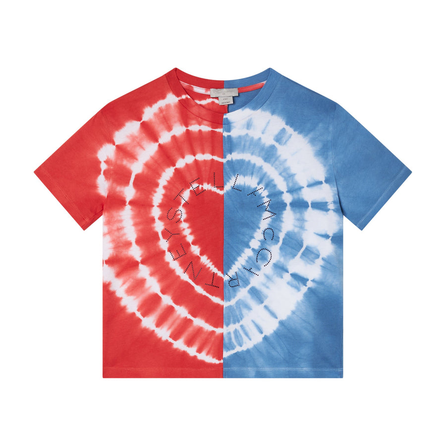 Tie Dye T-Shirt with Logo Disk Print - Blue Red - Posh New York