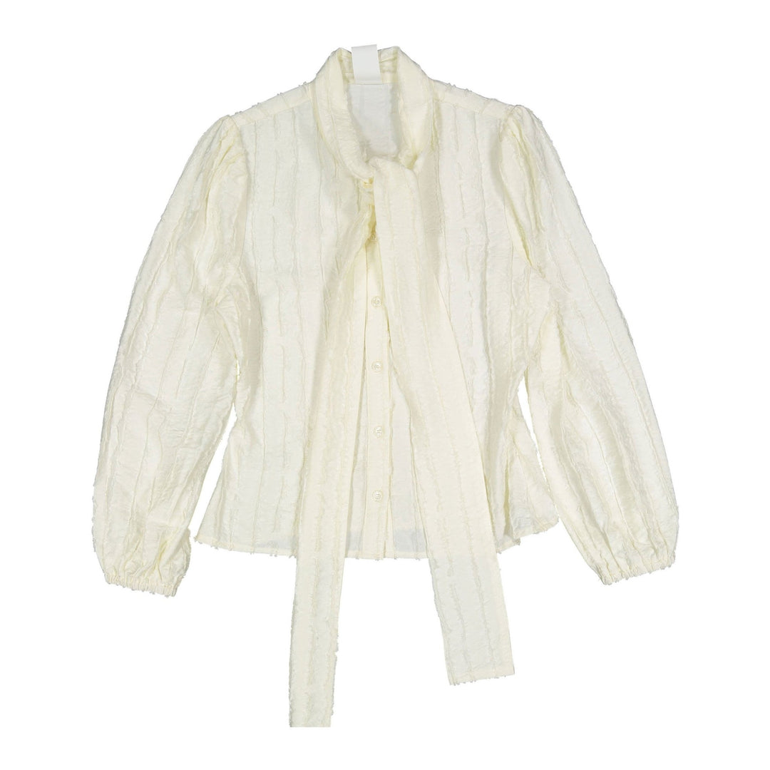 Tie Texture Blouse - Cream - Posh New York