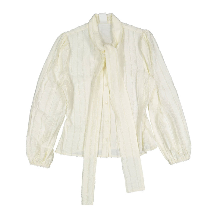 Tie Texture Blouse - Cream - Posh New York