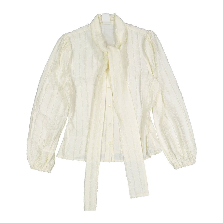 Tie Texture Blouse - Cream - Posh New York