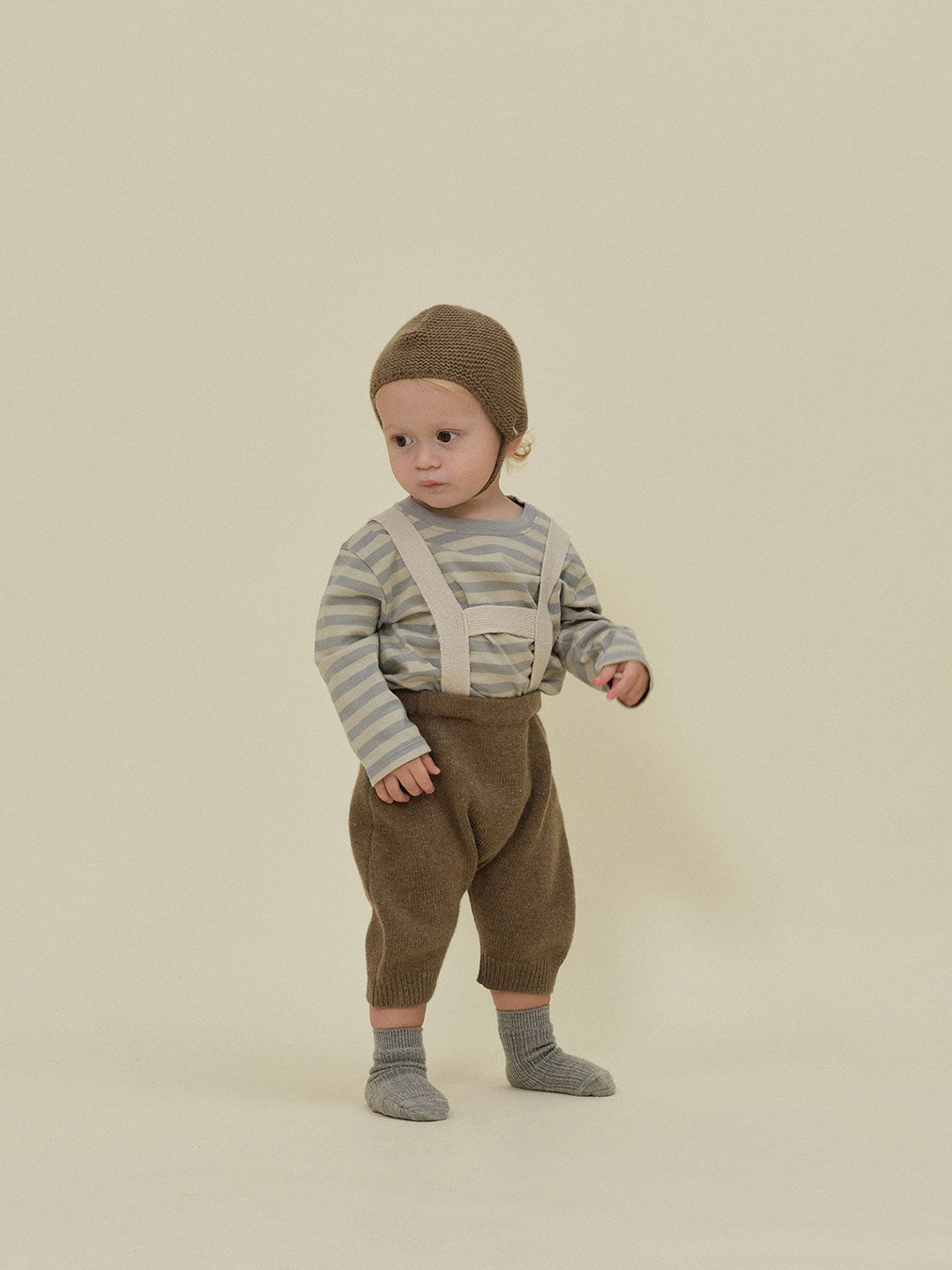 Tyrol Knit Suspender Pants - Khaki Brown - Posh New York