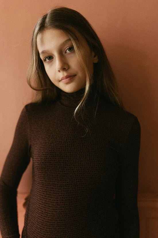 Umber Velvet Logo Turtleneck - Umber - Posh New York