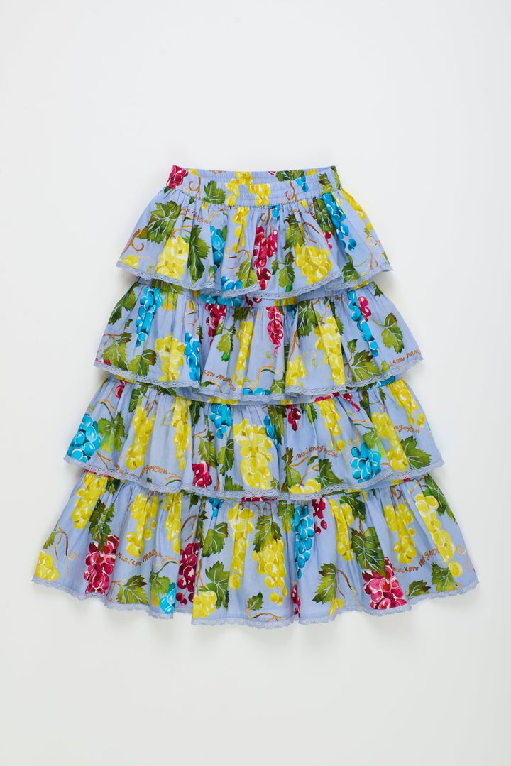 Uvas Ruffle Skirt - Blue - Posh New York