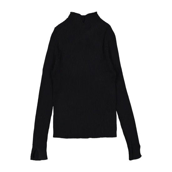 V Mock Neck Sweater - Black - Posh New York