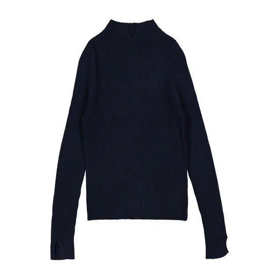 V Mock Neck Sweater - Blue - Posh New York