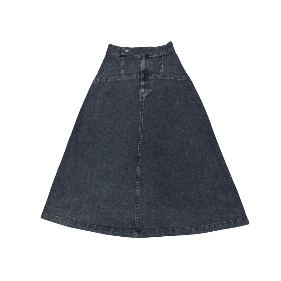 Washlab Denim Skirt W/ Side Button - Denim Blue - Posh New York