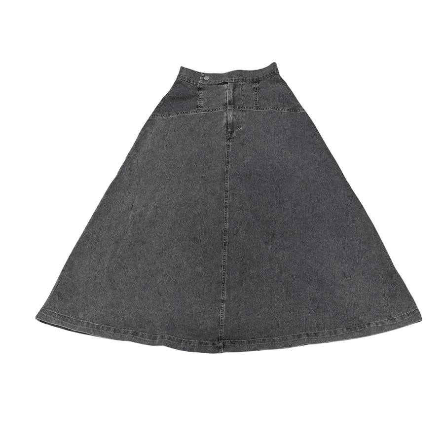 Washlab Denim Skirt W/ Side Button - Grey - Posh New York