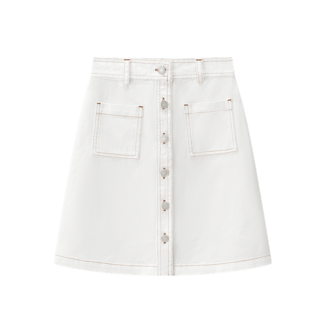 White Denim Skirt - White - Posh New York
