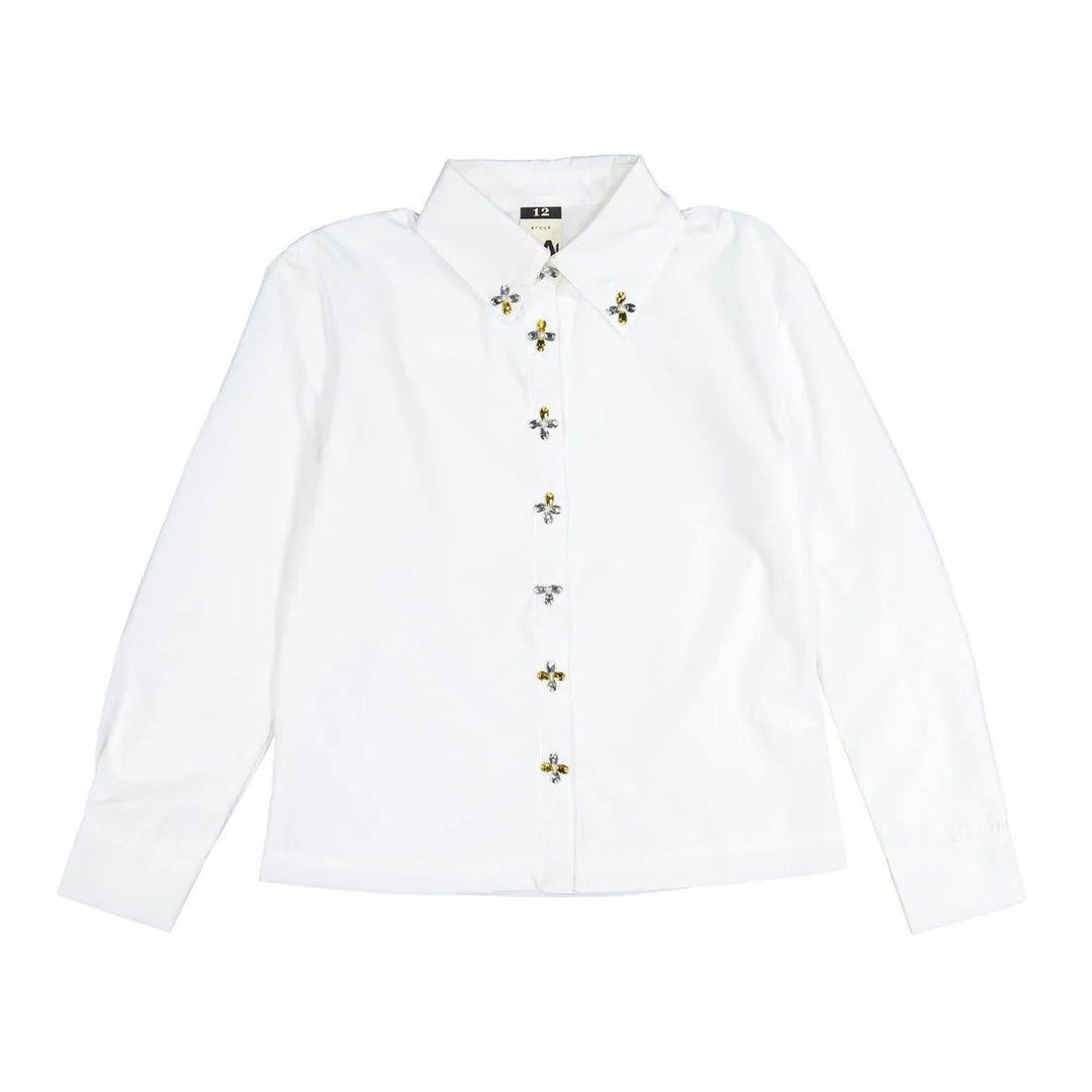 White Embellished Blouse - White - Posh New York