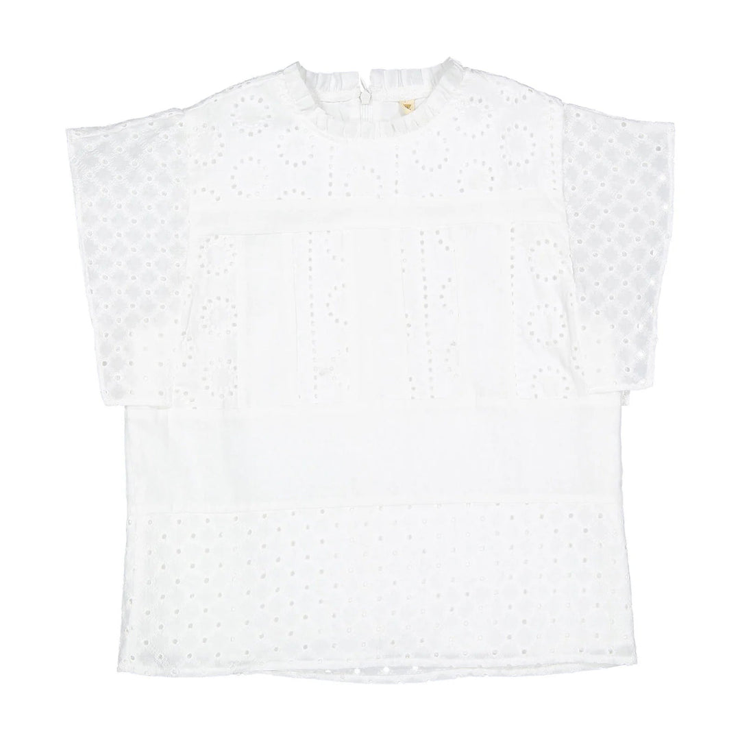 White Eyelet Blouse - White - Posh New York
