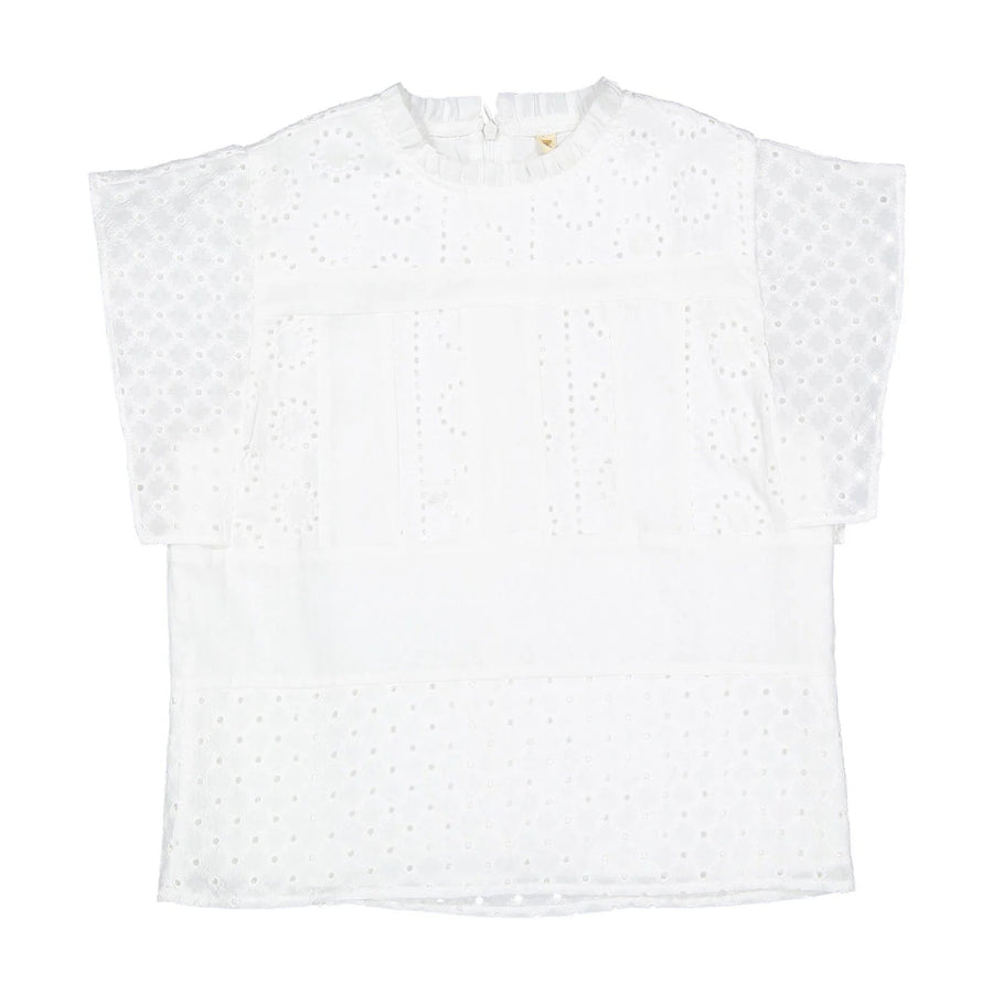 White Eyelet Blouse - White - Posh New York