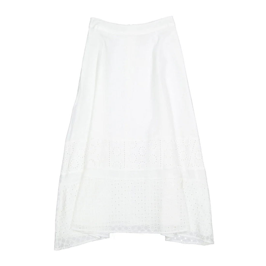 White Eyelet Bottom Skirt - White - Posh New York
