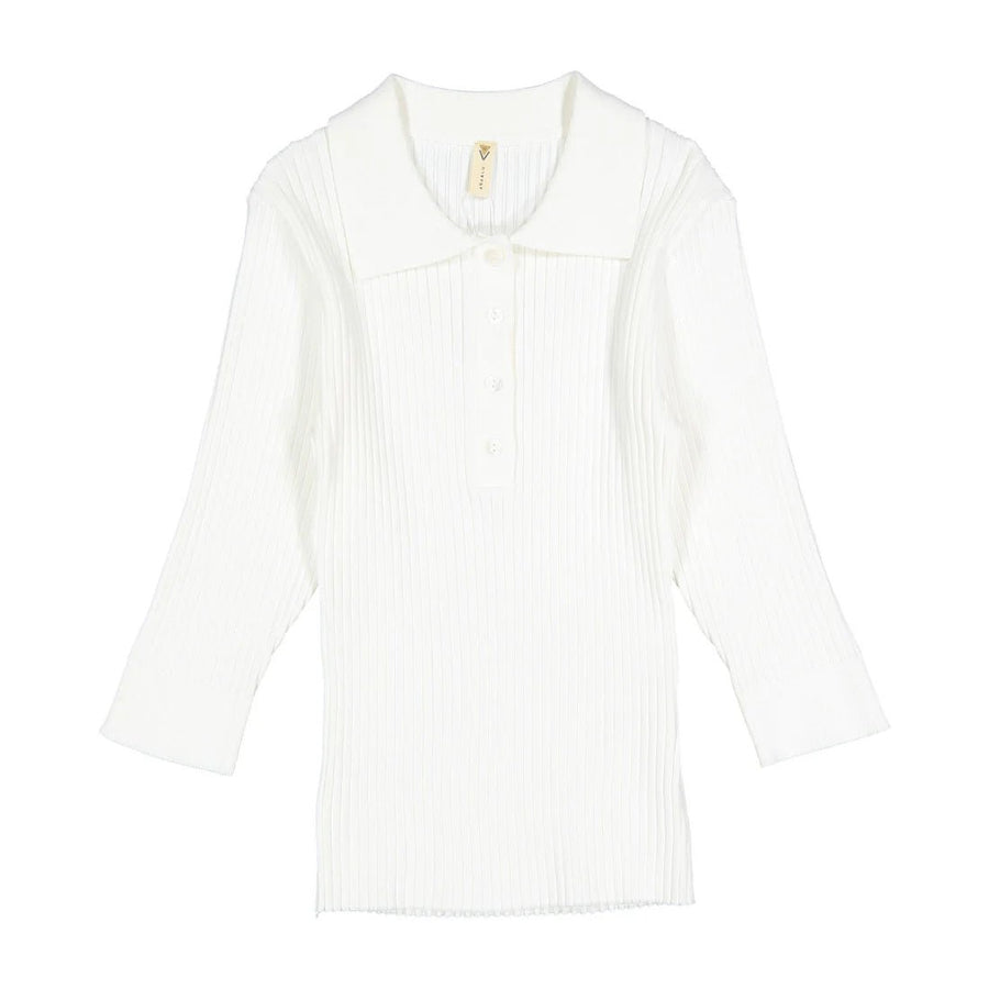 White Knit Polo - White - Posh New York