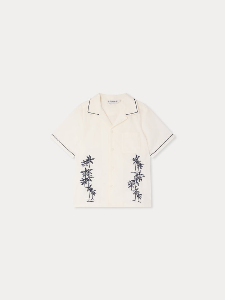 White linen Embriodered Shirt - Upb Blanc Lait 102 - Posh New York