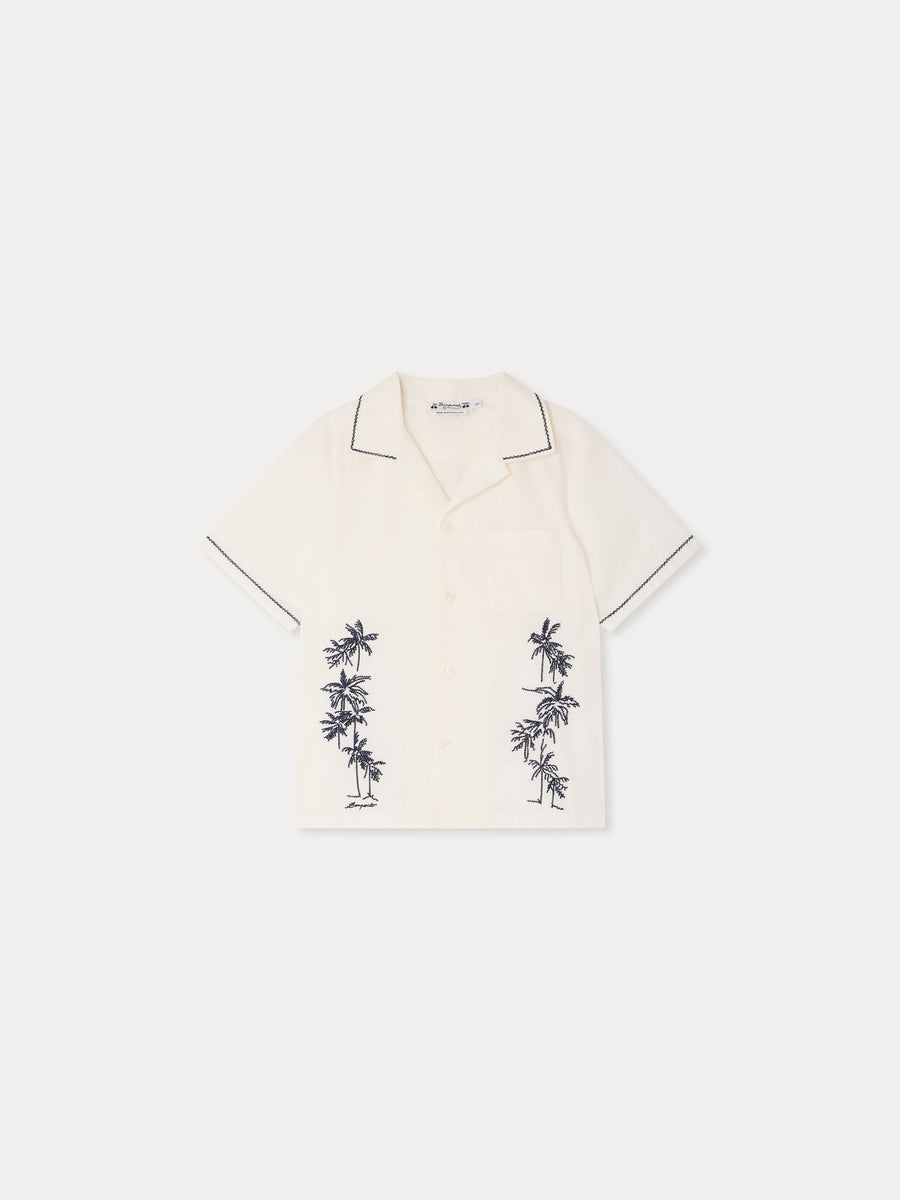 White linen Embriodered Shirt - Upb Blanc Lait 102 - Posh New York