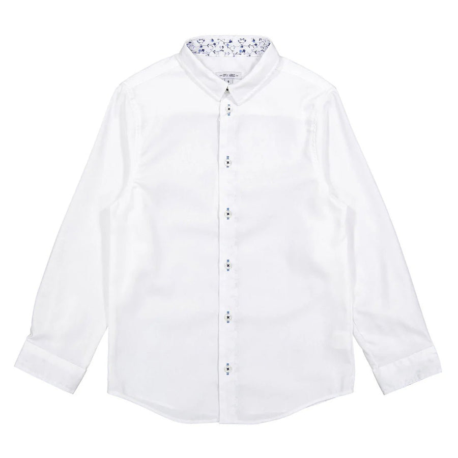 White Long Sleeve with Blue Bird Detail Collar - Posh New York