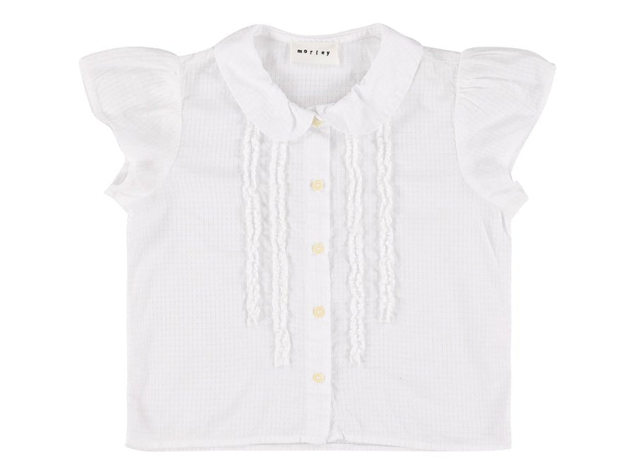 White Ruffle Girls Shirt - White - Posh New York