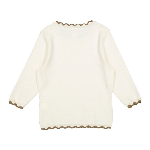 White Sweater With Trim - Brown - Posh New York