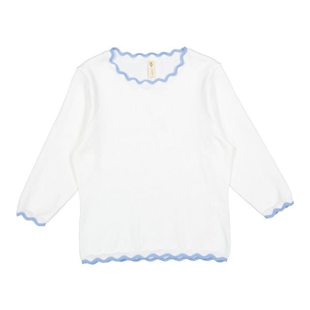 White Sweater With Trim - White - Posh New York
