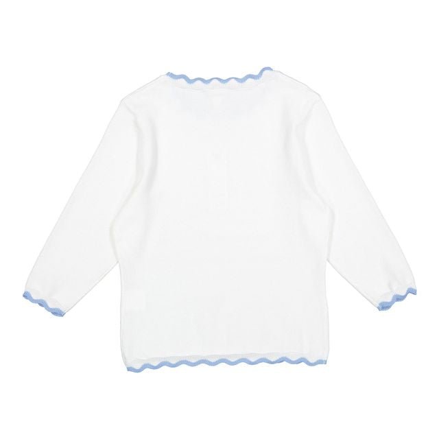 White Sweater With Trim - White - Posh New York