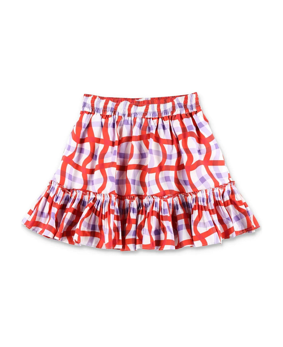 Wiggle Gingham Skirt with Frills - White - Posh New York