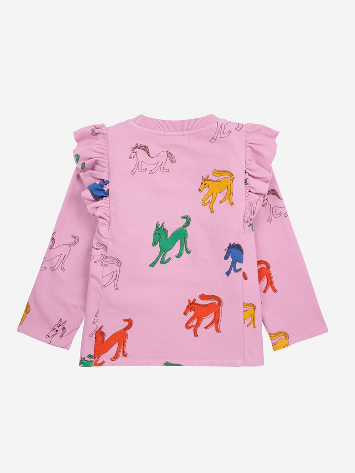 Wonder Horse All Over Ruffle Sweatshirt - Pink - Posh New York