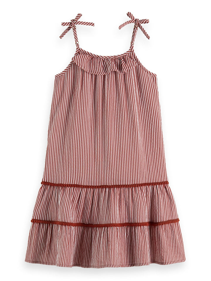 A Line Crinkle Cotton Dress - Teracotta - Posh New York