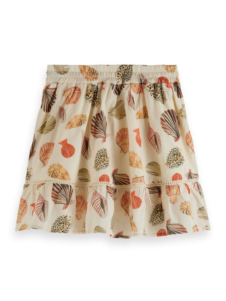 All Over Printed Pom Pom Tape Skirt - Shells - Posh New York