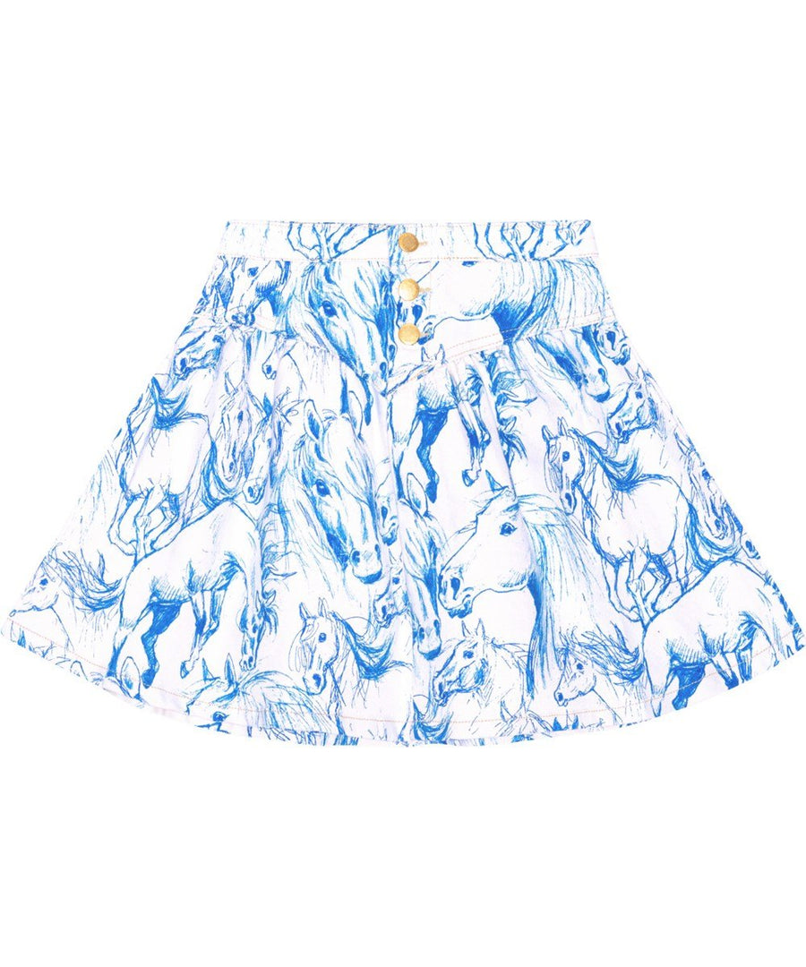 Betsy Skirt - Blue Horses - Posh New York