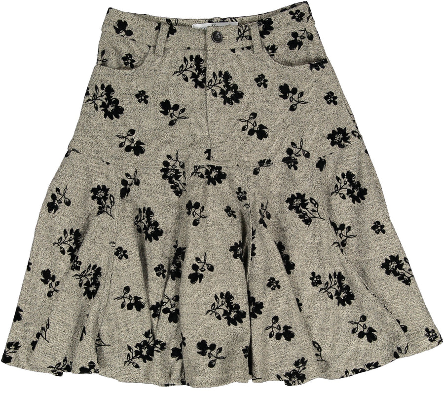 Black Floral Grey Skirt - Flower - Posh New York