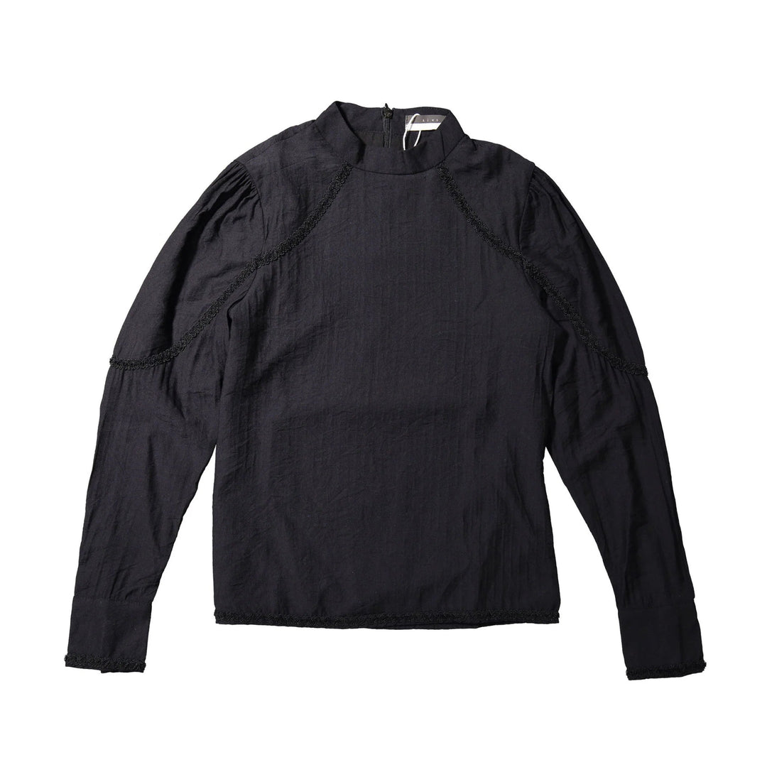Black Long Sleeve Detailed Blouse - Black - Posh New York