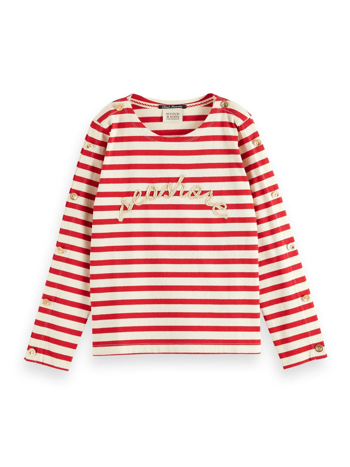 Bretton Stripe Long Sleeve T-Shirt - Anchor Red - Posh New York