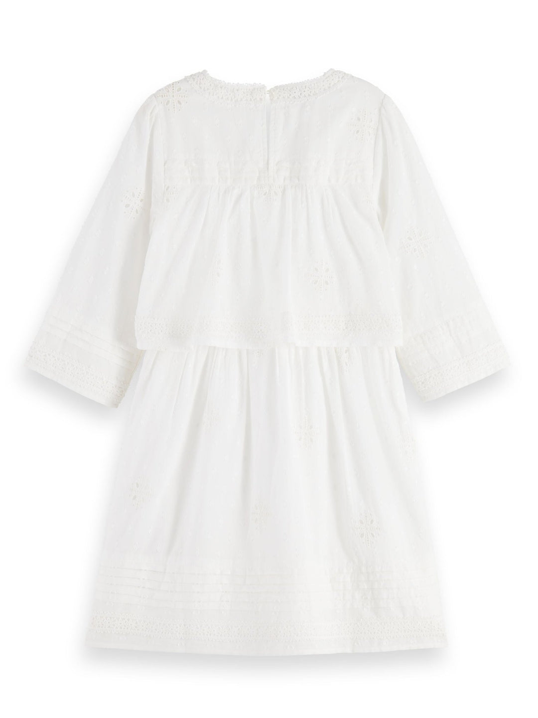 Broderie Anglaise 3/4 Sleeve Dress - Off White - Posh New York