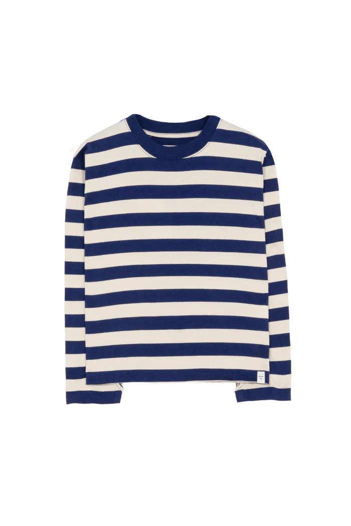 Cardy Ink Blue Stripes Long Sleeve T-Shirt - Blue Stripes - Posh New York