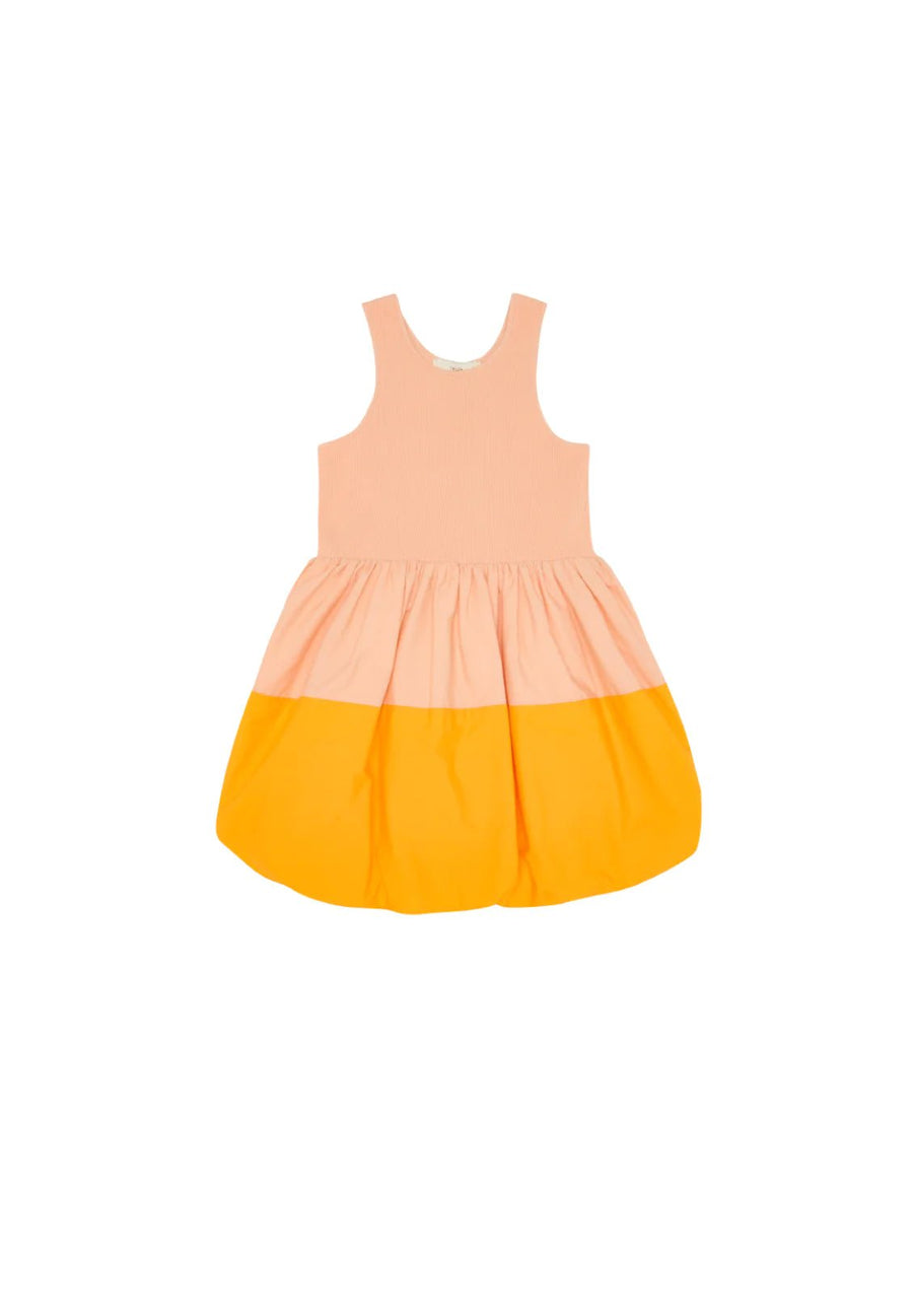 Colour-block cotton rib bodice dress with cotton poplin bubble - Just Peachy & Mango - Posh New York