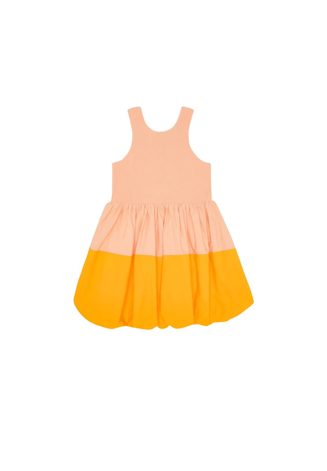 Colour-block cotton rib bodice dress with cotton poplin bubble - Just Peachy & Mango - Posh New York