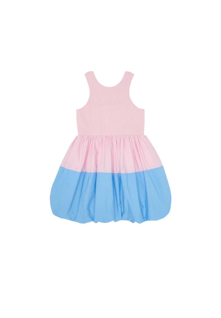 Colour-block cotton rib bodice dress with cotton poplin bubble - Orchid & Sky - Posh New York