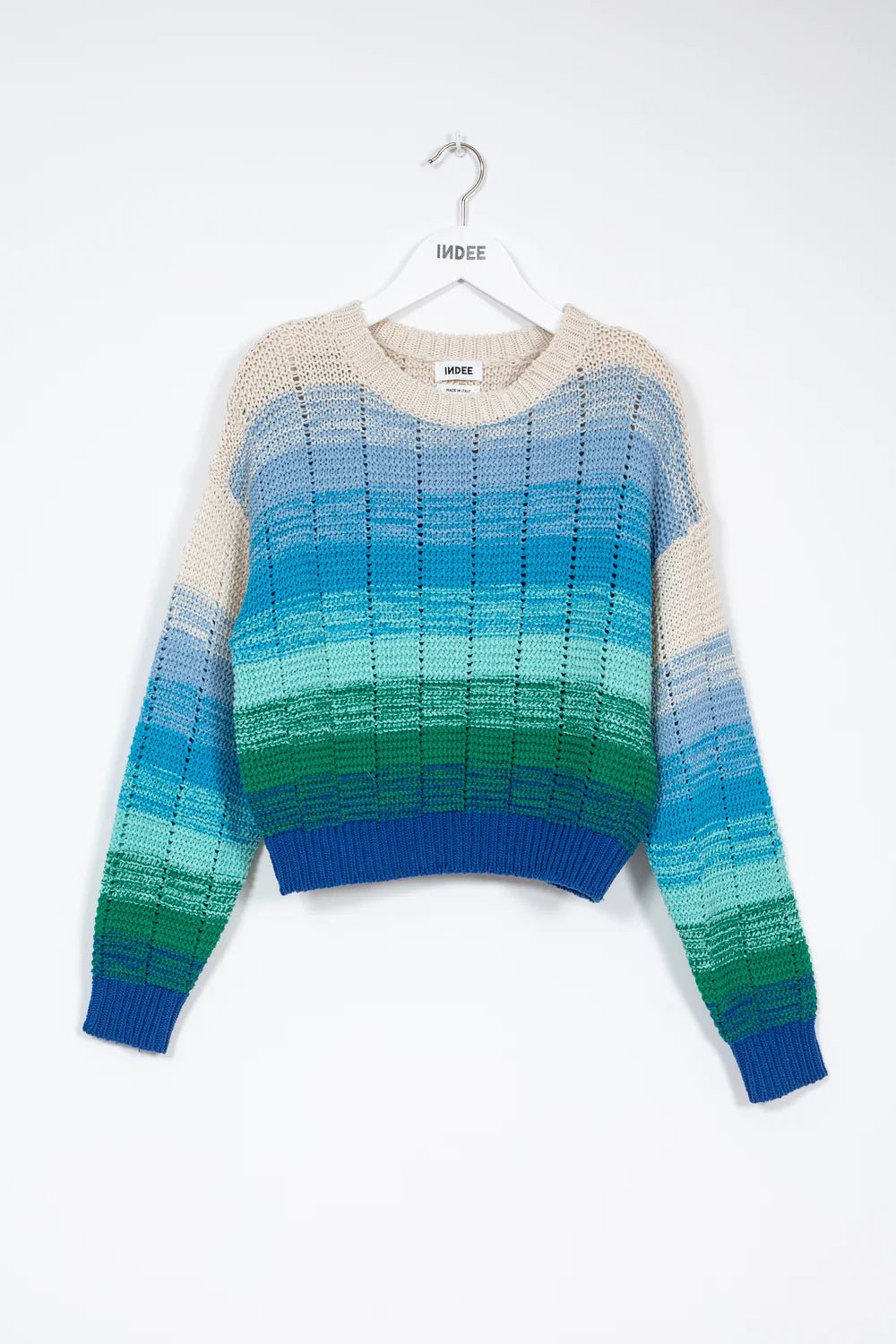 Cotton Degrade Knitted Sweater - Bora Bora Green - Posh New York
