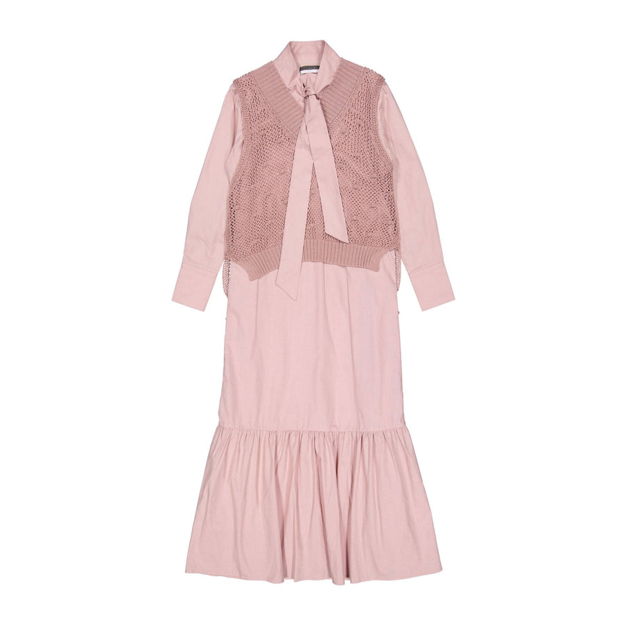 Cotton dress with vest - Pink - Posh New York