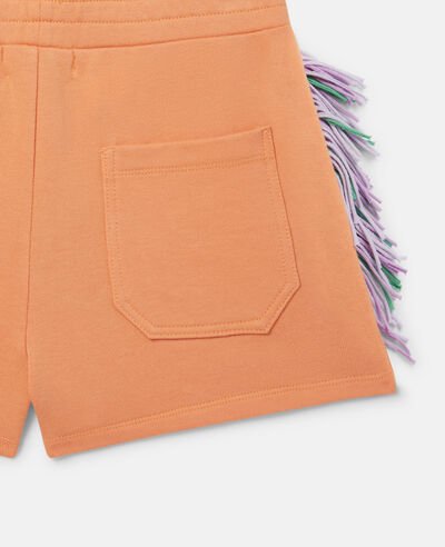 Cotton Fleece Shorts with Fringes - Orange - Posh New York