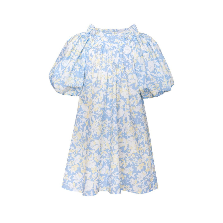Cotton Puff Sleeve Dress Anenome - Blue - Posh New York