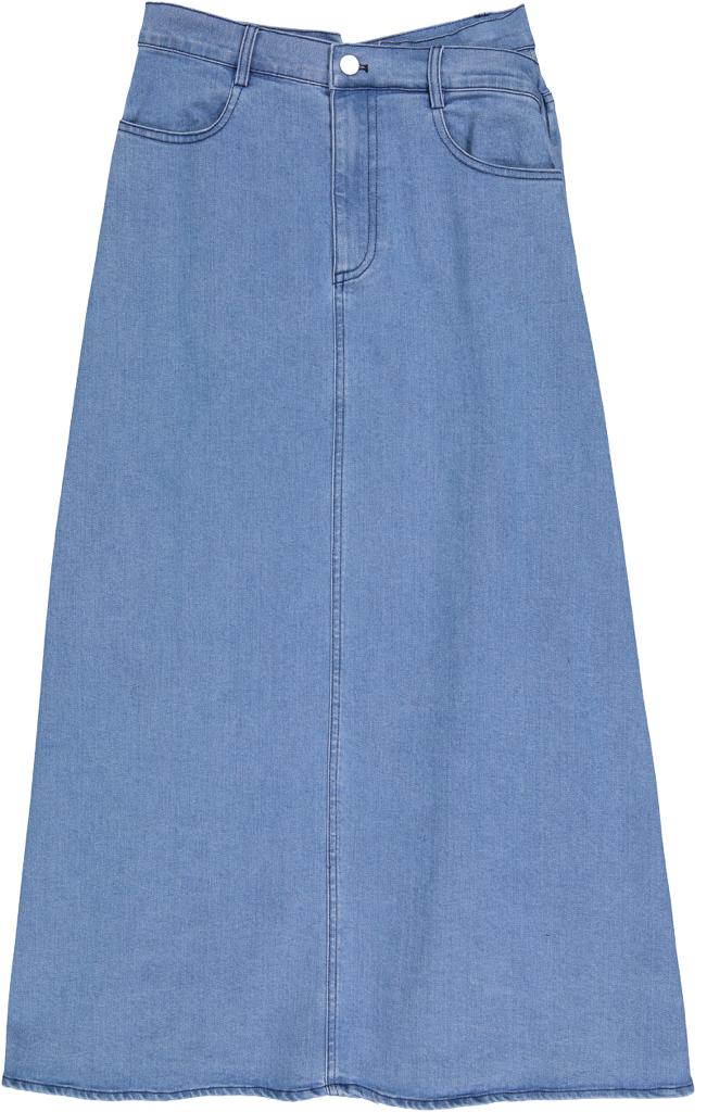 Denim A line Zip Skirt - Denim Blue - Posh New York