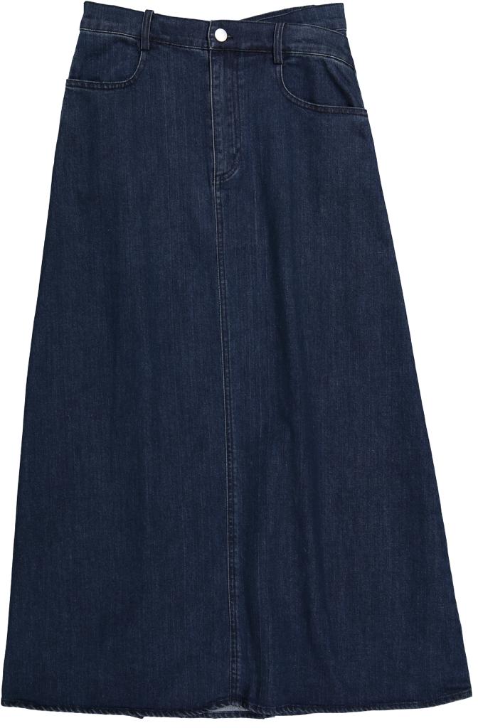 Denim A line Zip Skirt - Navy Blue - Posh New York